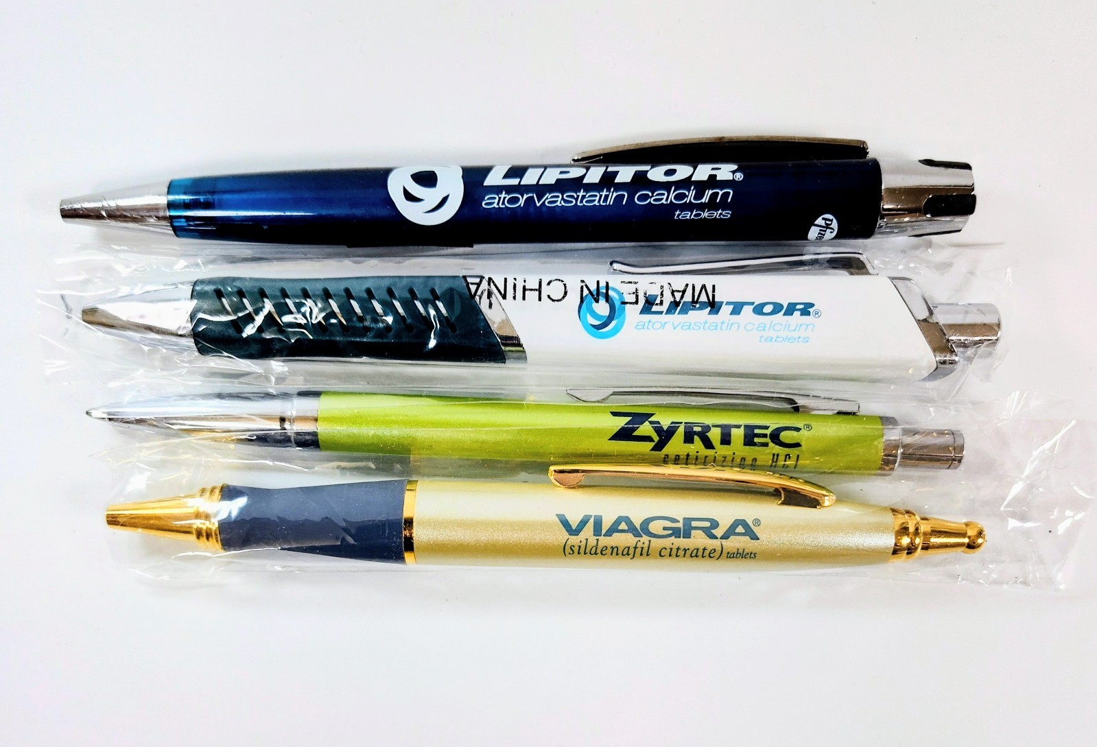NOS Vintage Drug Rep Pens VIAGRA LIPITOR ZYRTEC Promo WORKS