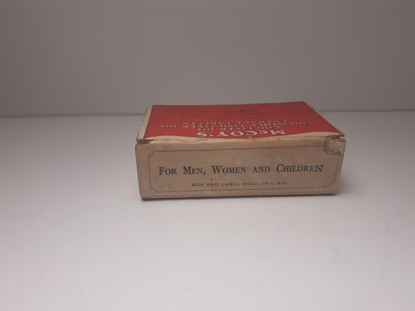 1940-50s Vintage McCoy’s Cod Liver Pills Cardboard Box
