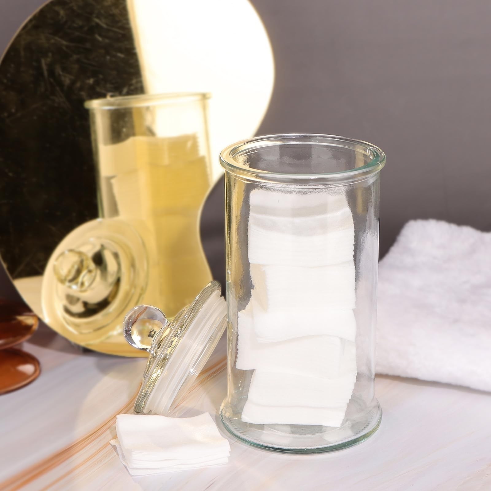 2 Pack Glass Apothecary Jars with Lids, 32oz Clear Bathroom Accessories Canis…