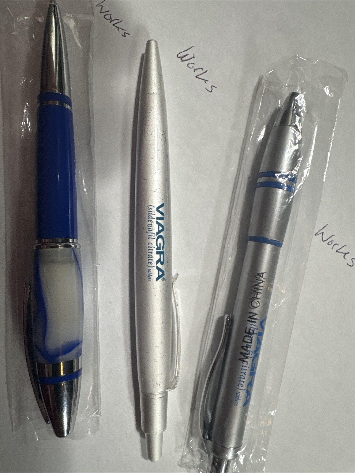 Lot of 3 VIAGRA Pharmaceutical Drug Rep Promotional Pens Metal & Plastic