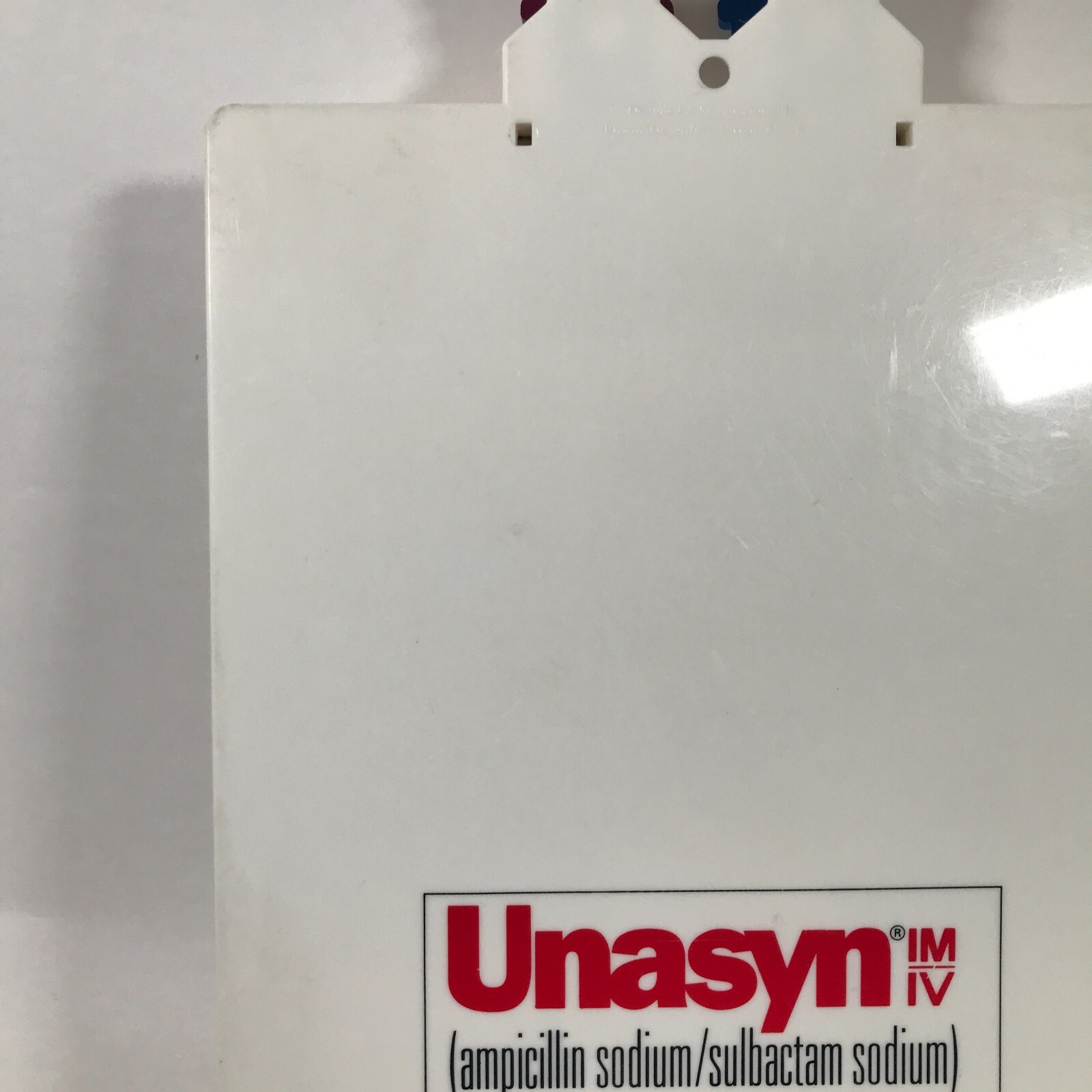 Unasyn IM/IV Ampicillin Sodium/Sulbactam Sodium White Plastic Clipboard 13.5″x9″