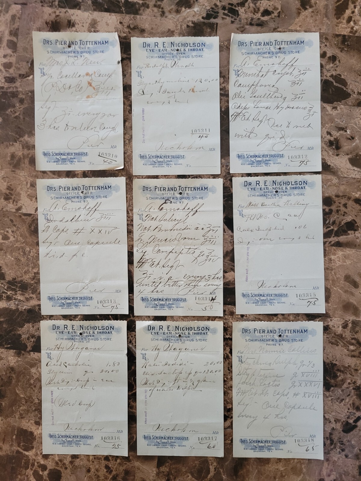 File box & 101 antique prescriptions (1913) – Codeine, Anodyne, Poisons
