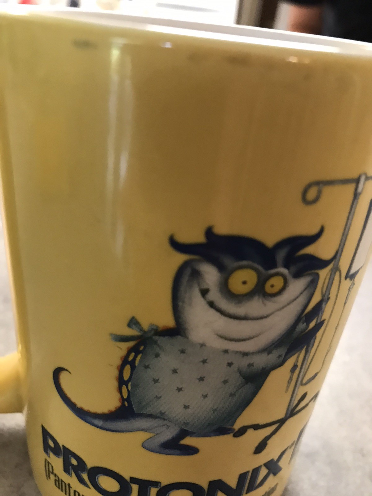 Protonix Pharmaceutical Promotional IV Medication Ceramic Yellow Coffee Mug