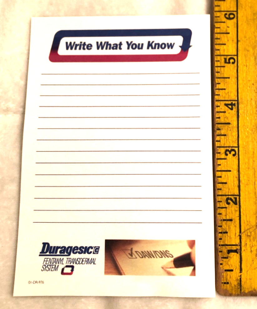 Duragesic Fentanyl Post-it Notes Notepad Pharmaceutical Sales Rep Merch Rare HTF