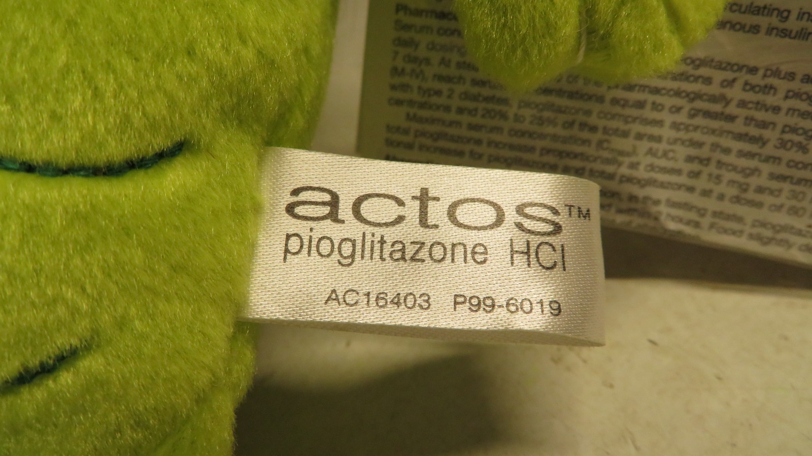 Pancreas Organ Actos Pioglitazone 8″ PLUSH Diabetes Steven Smith Bean Promo NOS