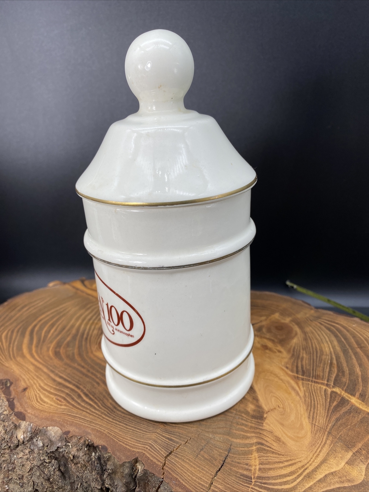 VTG Darvocet N 100 Porcelain 7”Apothecary Jar Lofisa Lilly Pharmaceutical Darvon
