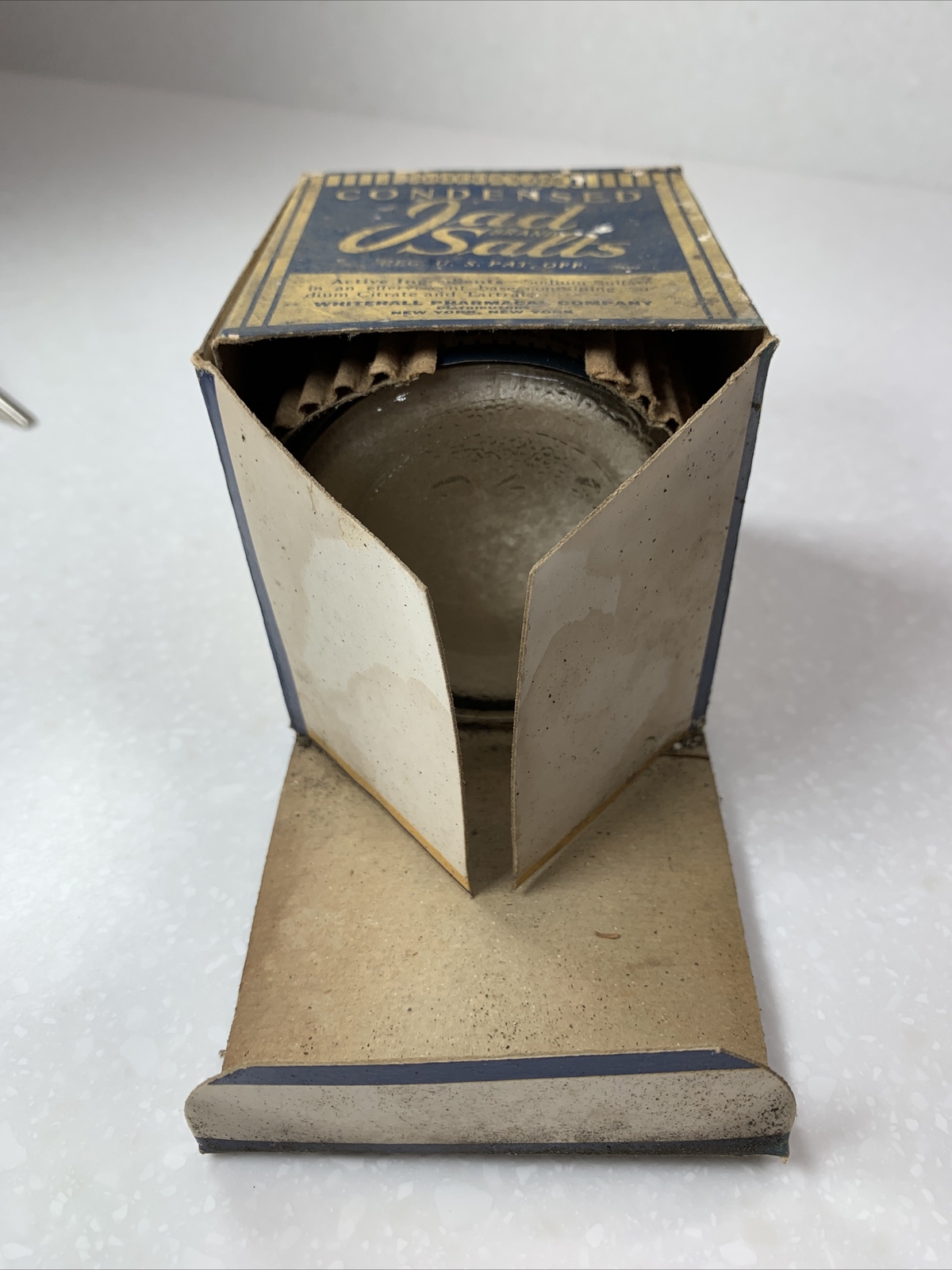 Pharmacy Apothecary Jar Cosmetics Vintage Old Stock Jad Brand Salts, Druggist