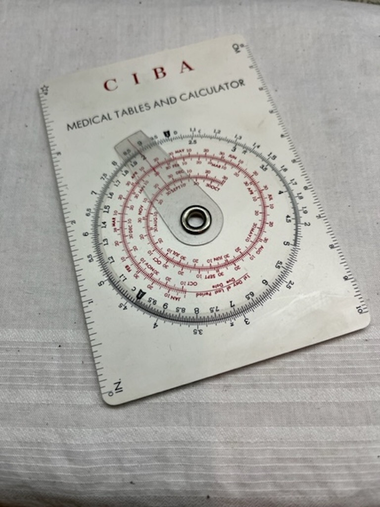 Vintage CIBA Medical Tables and Calulator with Pouch, Guide, Instructions