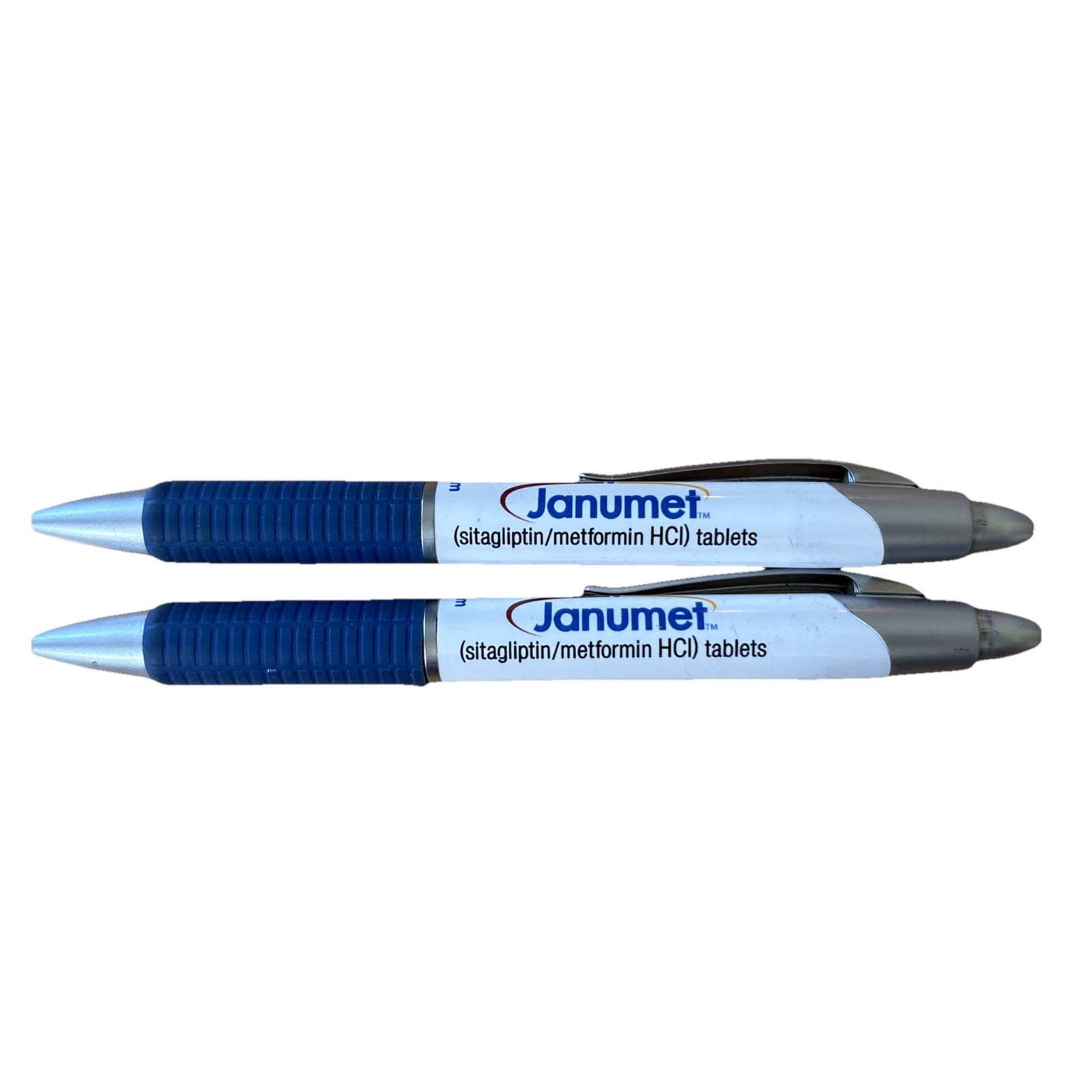 Janumet Pharmaceutical Promotional Drug Rep Pens Blue & White Lot of 2 Promo