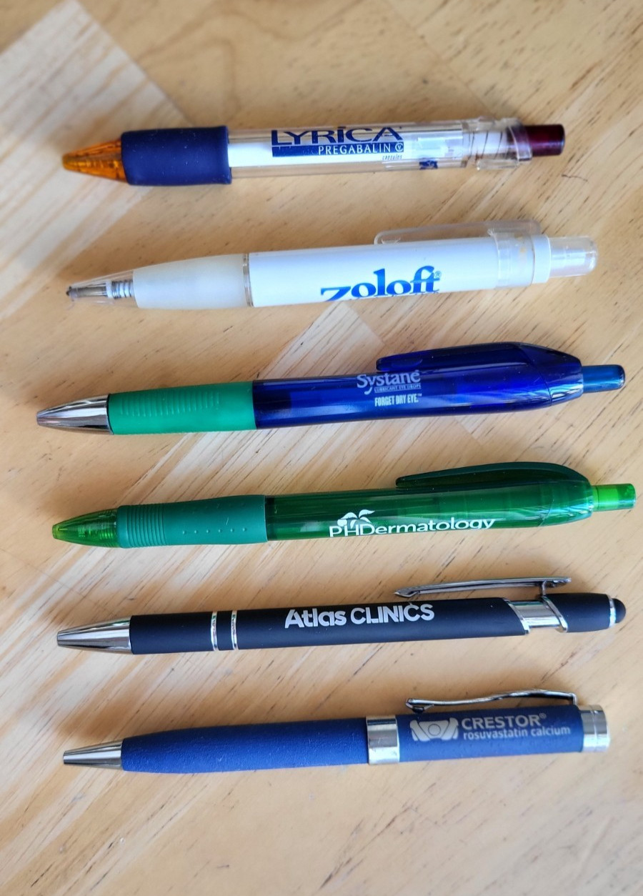 Lot 6 Pharmaceutical Drug Rep Pens Medical, Collectibles, Heavy Metal, Plastic