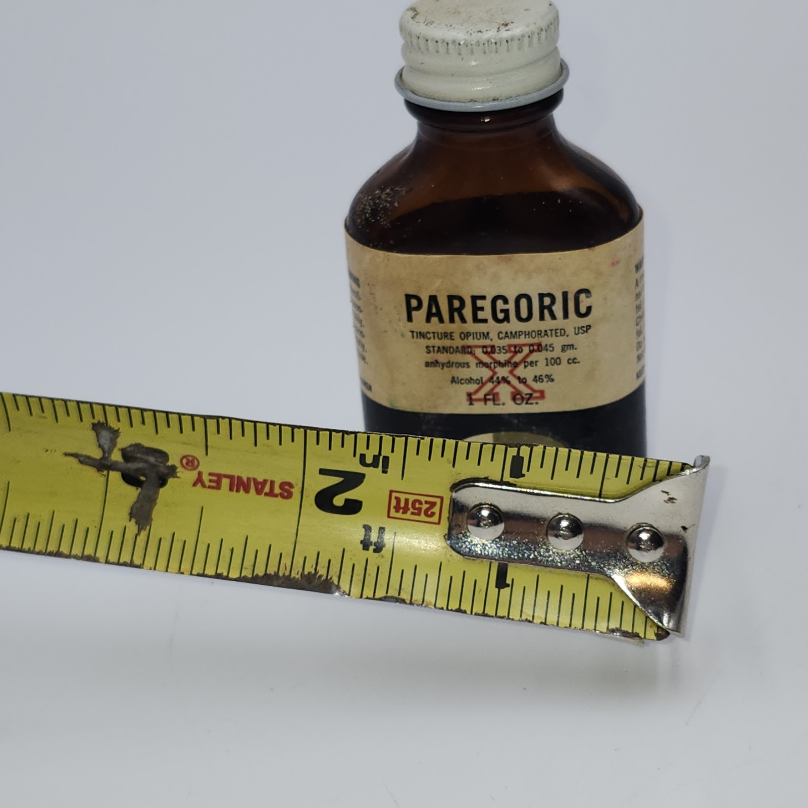 MORPHINE Bottle VINTAGE PAREGORIC U.S. bottle EMPTY medicine glass