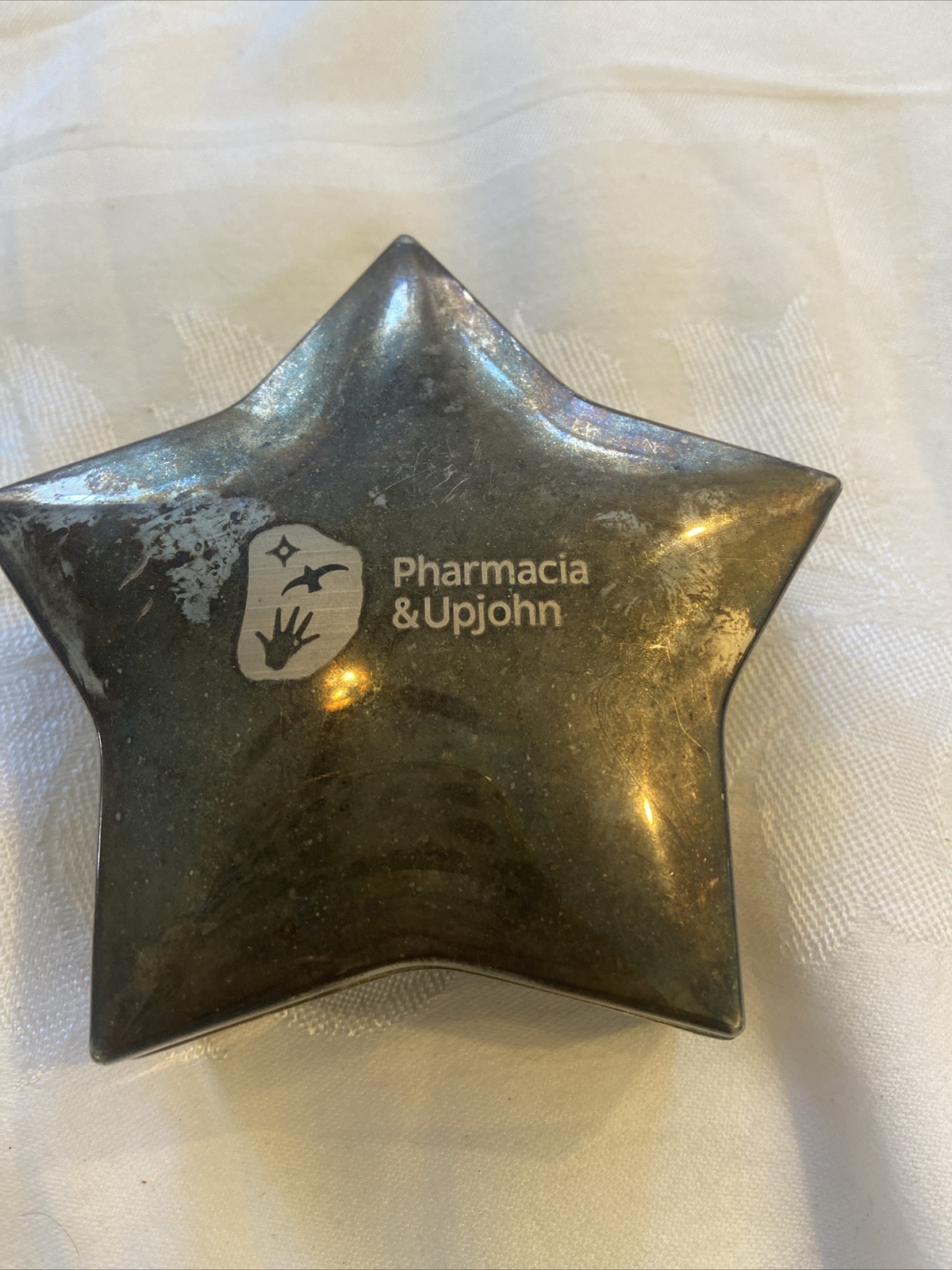 Pharmacia & Upjohn Silver Plated Velvet Lined Star Trinket Box