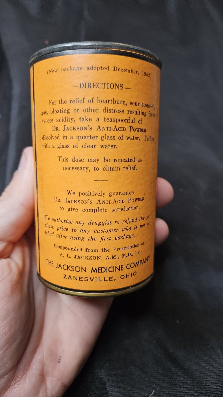 Doctor Jackson’s Anti-Acid Powder Zanesville Ohio New Old Stock Container