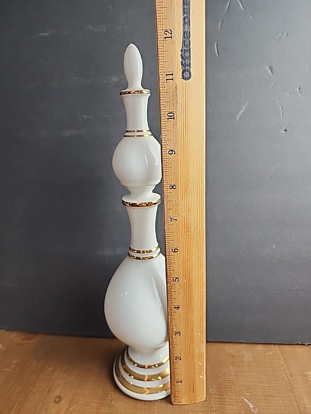 Owen Illinois Pharmacy Finial Globe Vintage Decorative Drug Store White and Gold