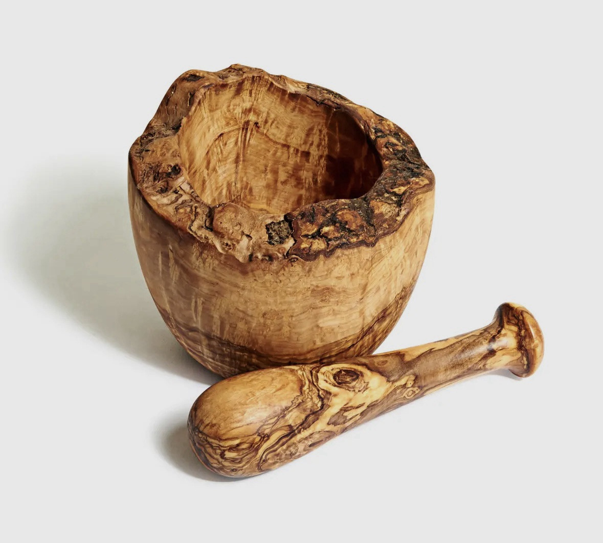 Free Form Olive Wood Mortar & Pestle