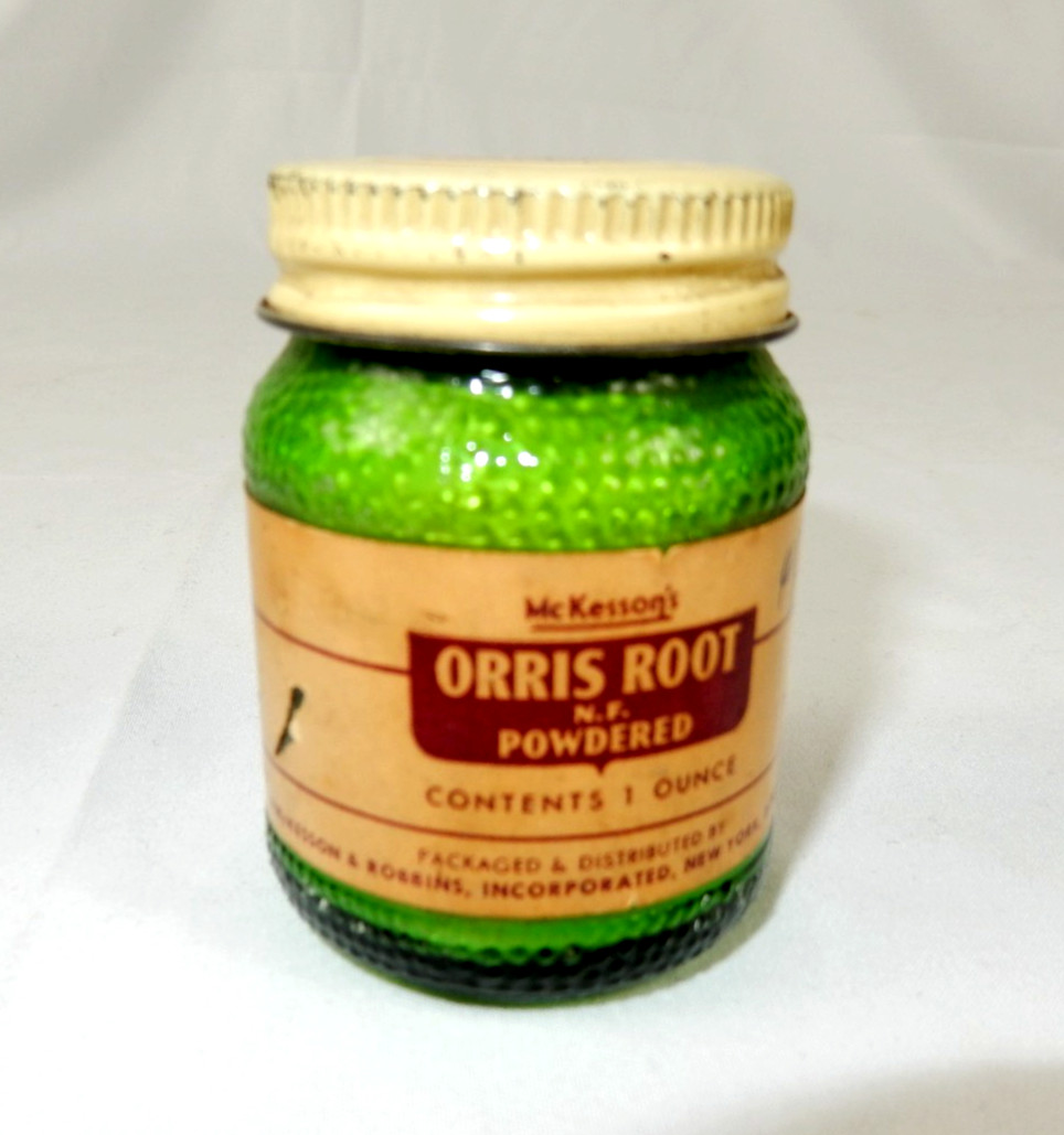 Vintage McKesson Orris Root Powder 1oz Apothecary Jar N.F.