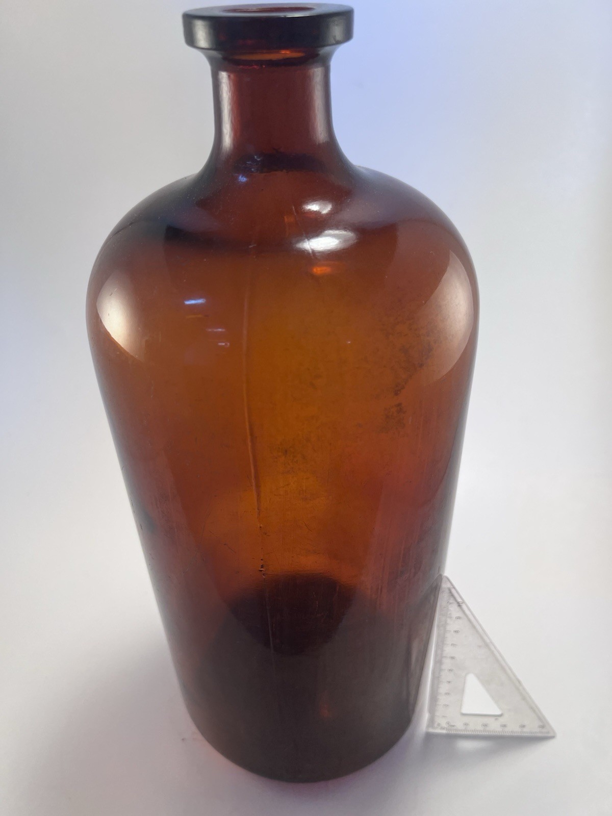Vintage Wheaton NJ 1 Gallon Amber Apothecary Jar WT Triangle 13.5” Bottle