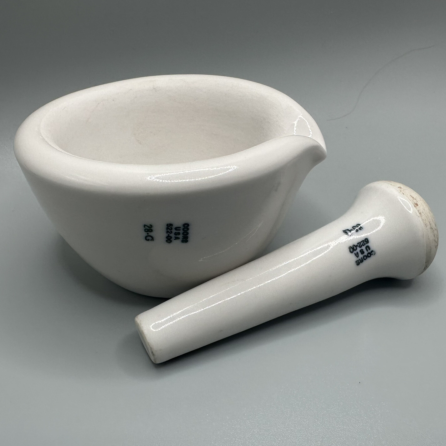 Vintage Coors USA 522-000 Heavy White Porcelain Lab Mortar and Pestle