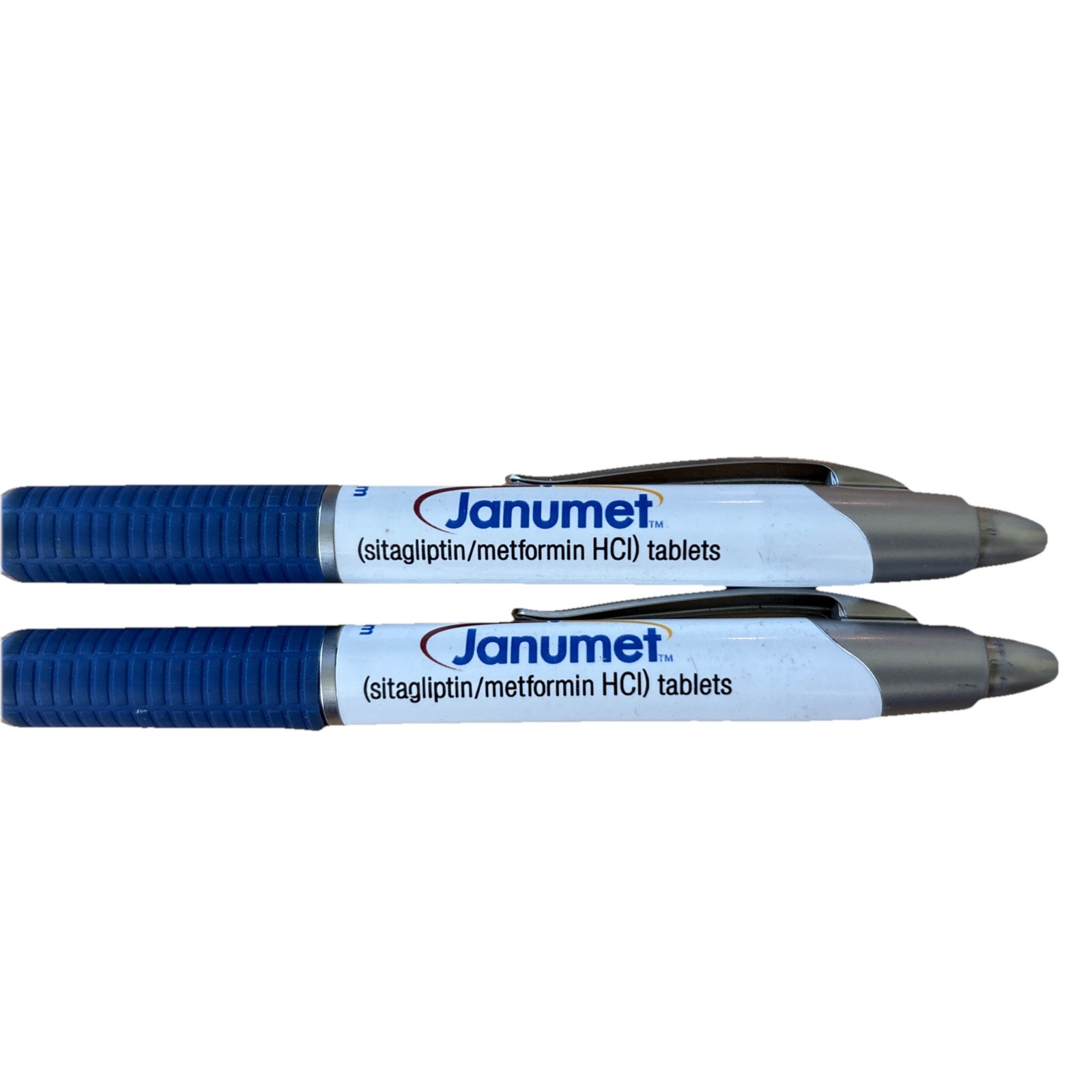 Janumet Pharmaceutical Promotional Drug Rep Pens Blue & White Lot of 2 Promo