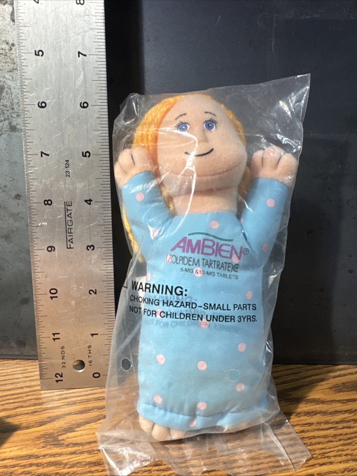 RARE Vintage AMBIEN Sleepy Girl Plush Beanbag Doll – Pharmaceutical Promo! NEW!