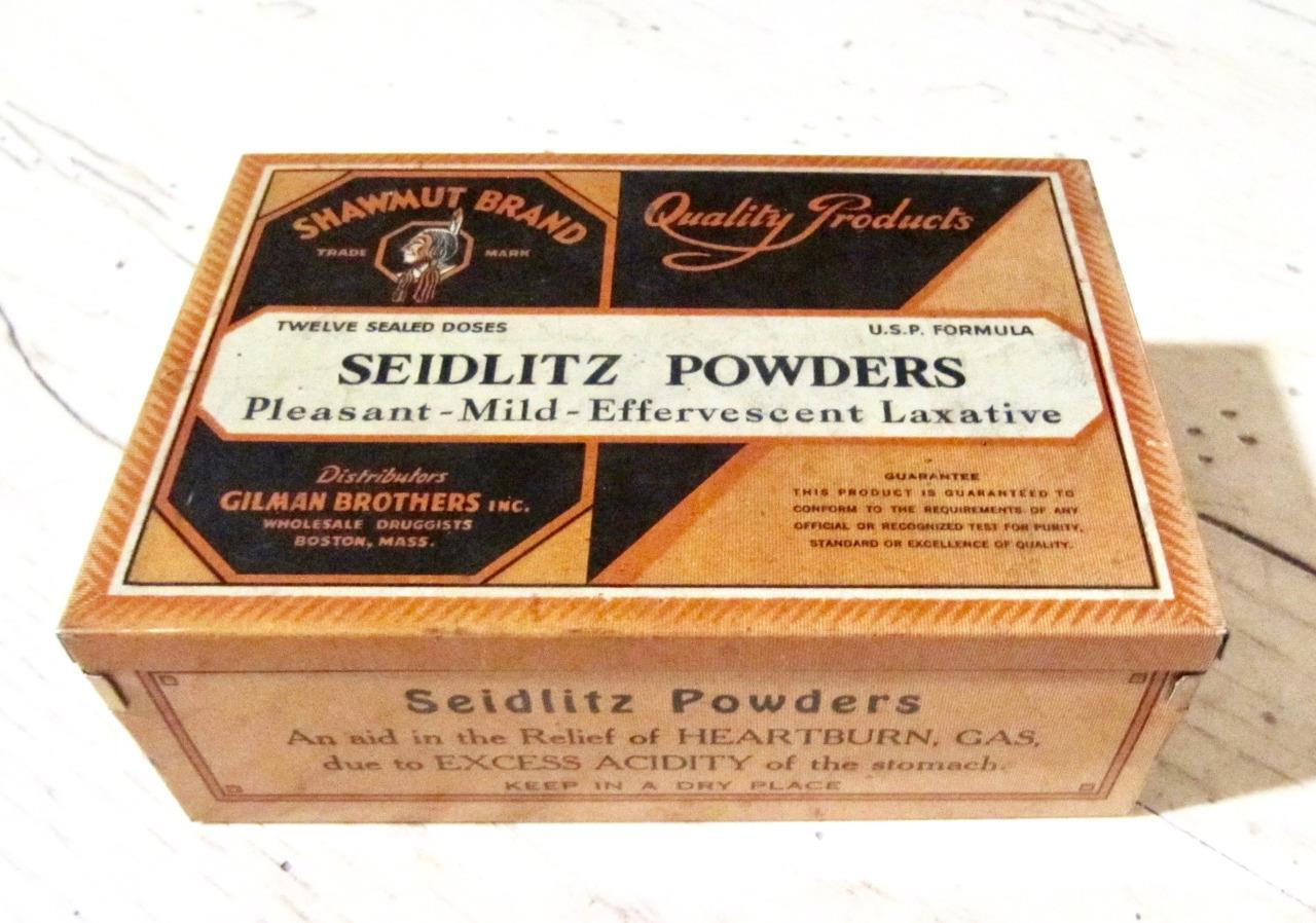Seidlitz Powders Tin Container 1900s Shawmut Brand Medical Gilman Brothers