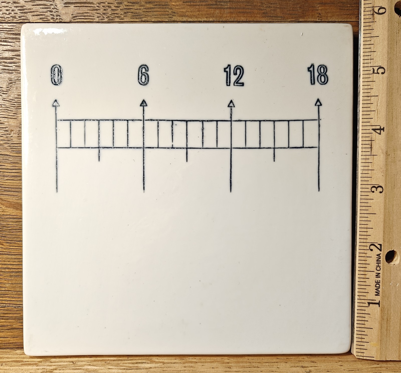 Rare size Small porcelain Pill Tile 5 & 13/16″ square & 7/16″ thick. Coors