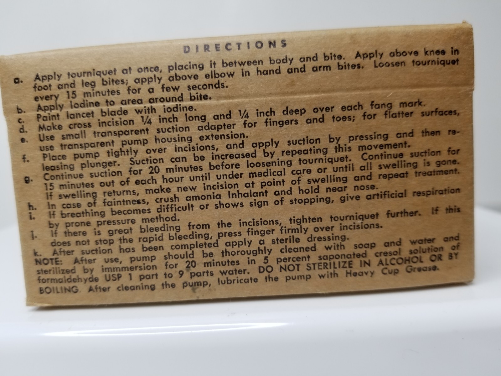 Vintage Saunders’ Snake Bite Kit Medical Supply Co. NEW OLD STOCK