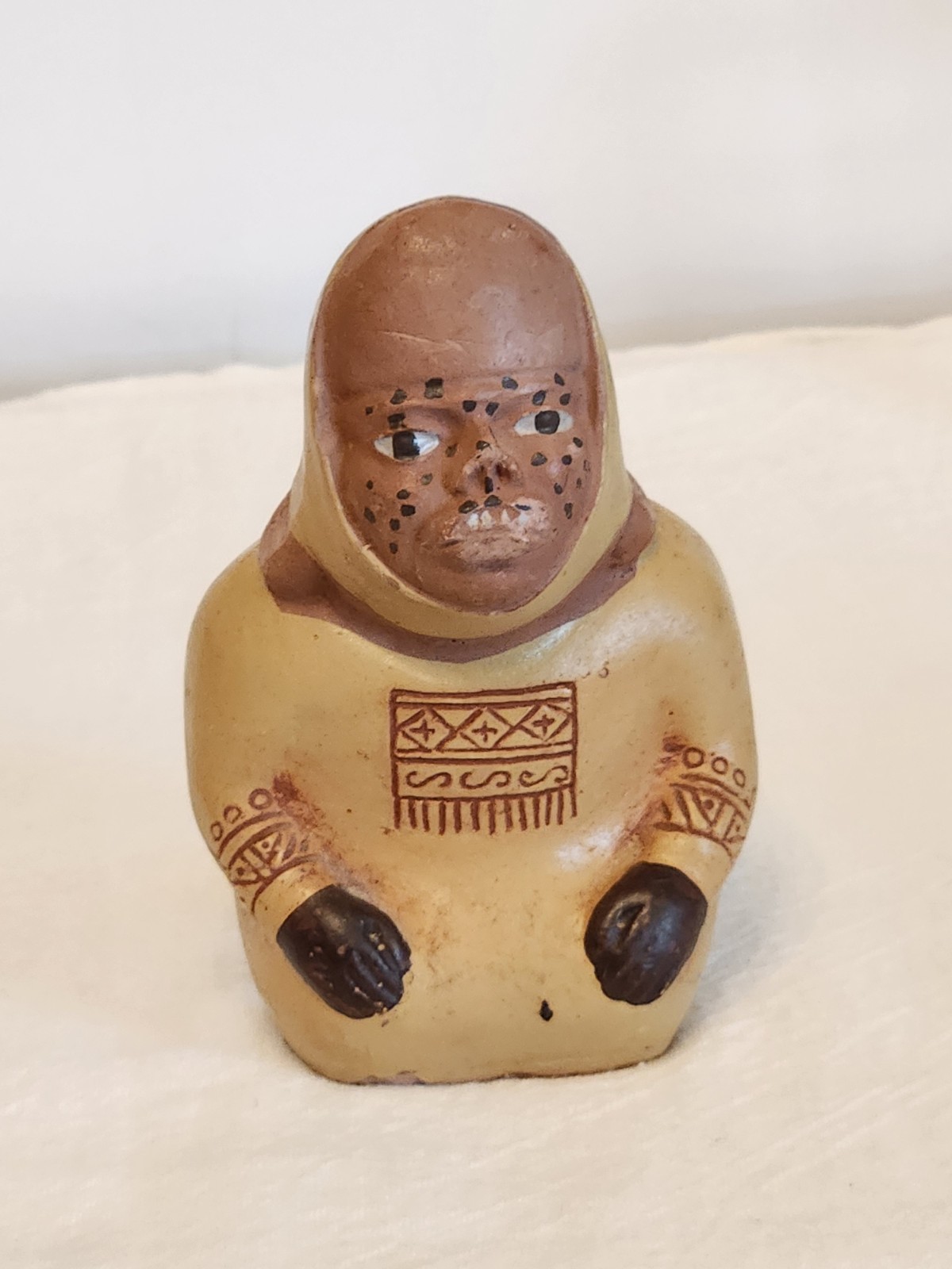 Rare Mohican Drinking Vessel Figure Showing Face With Disease Pre-Owned