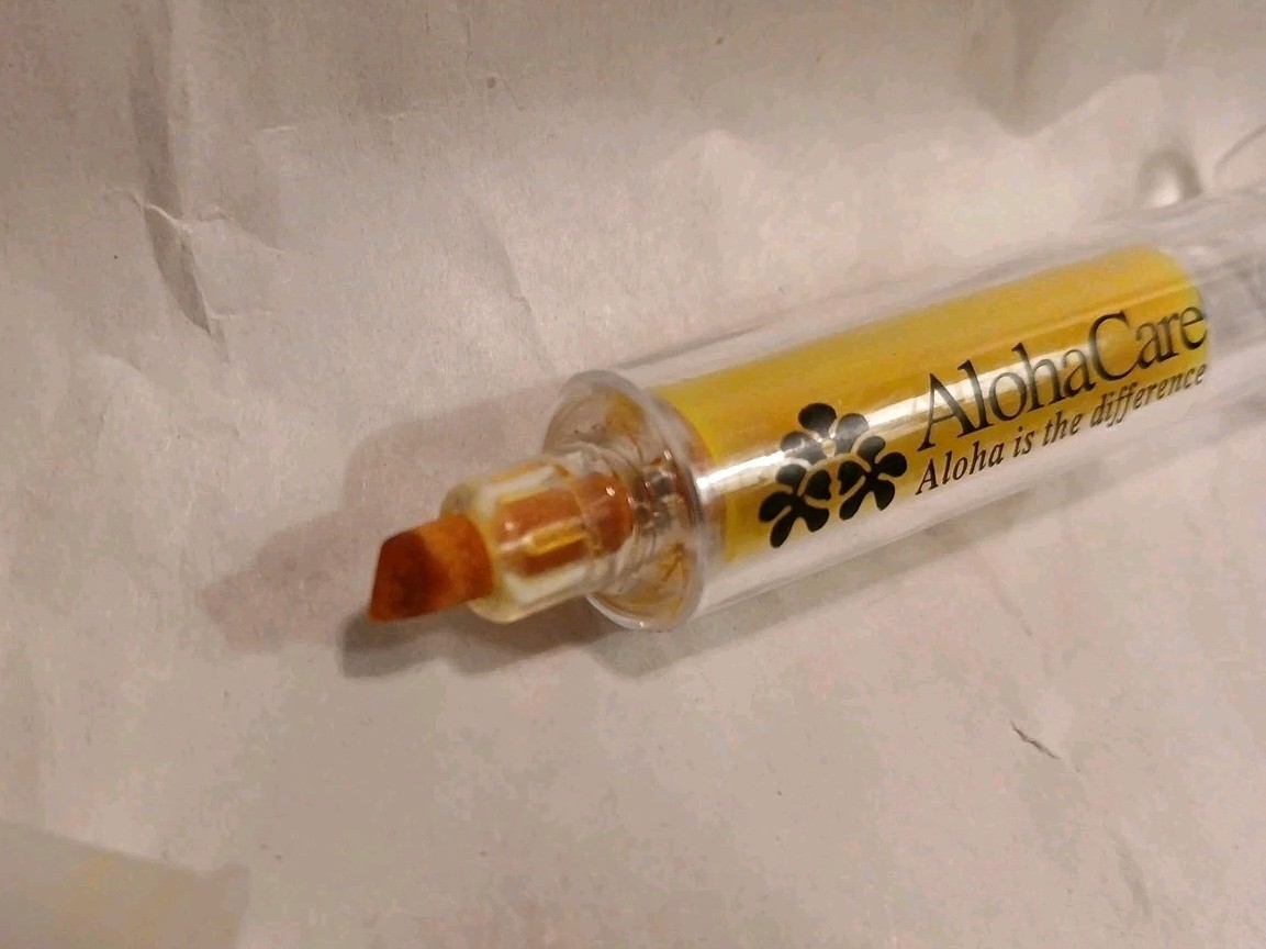 Aloha Care Highlighter Marker Pen Medical Center Doctor Office Syringe Shaped