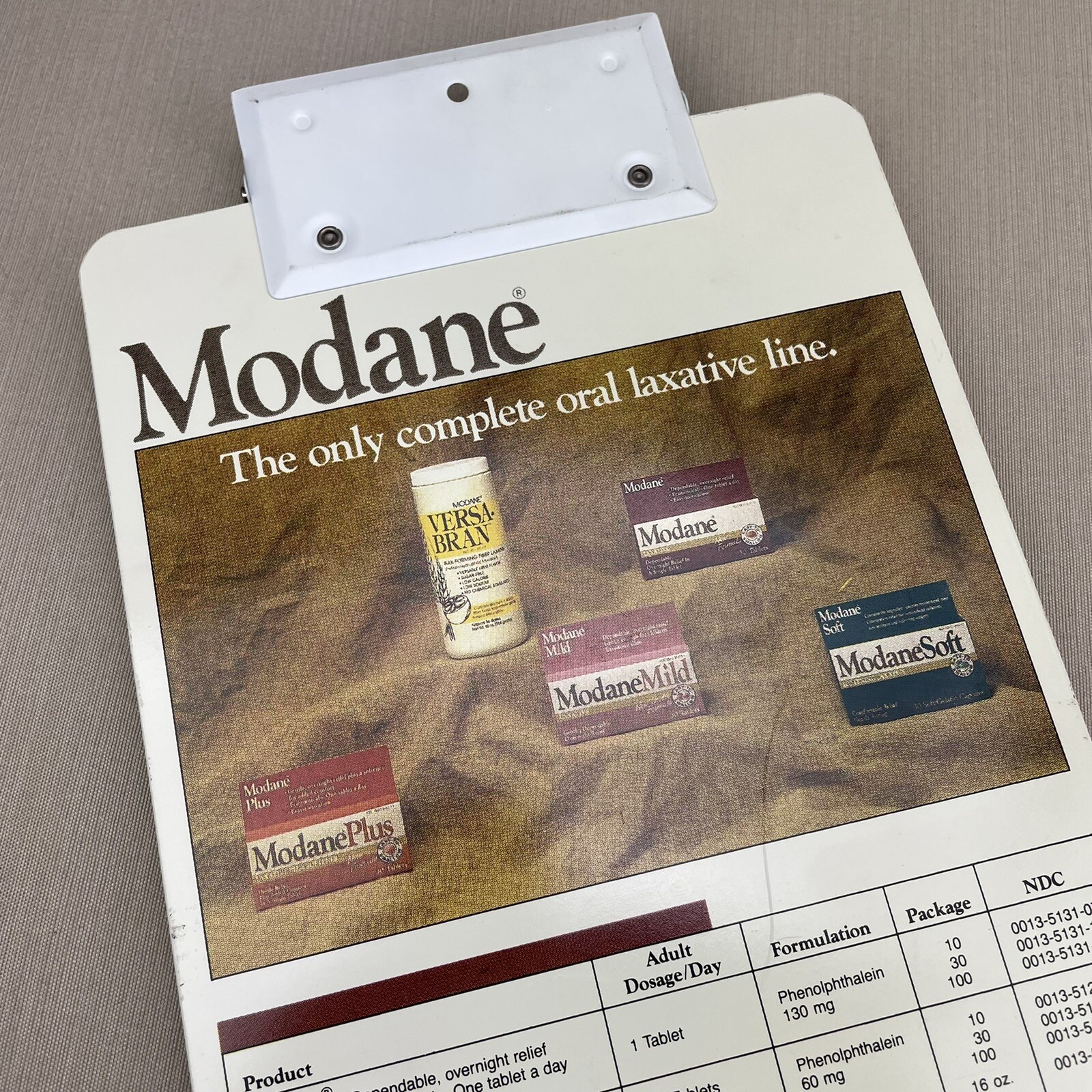 MODANE Laxative Clip Board Vintage Drug Rep Swag Advertising Promotional