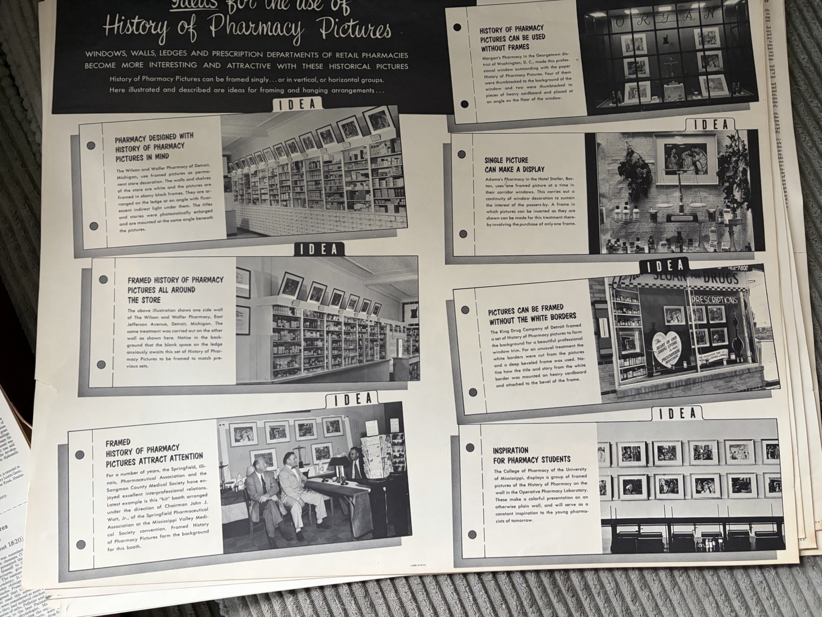 A History Of Pharmacy In Pictures by Parke Davis Set of 40 Prints 1957