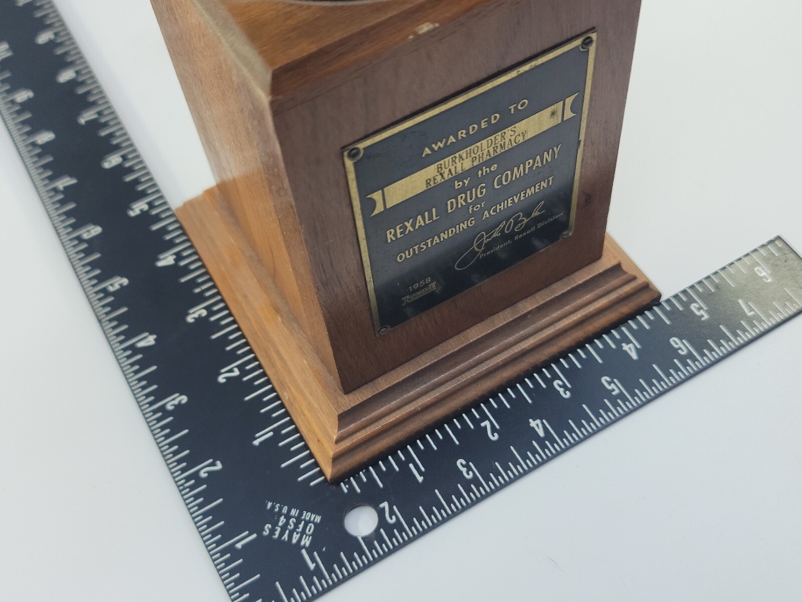 1958 Rexall Drug Outstanding Achievement Award Trophy Pharmaceutical Antique