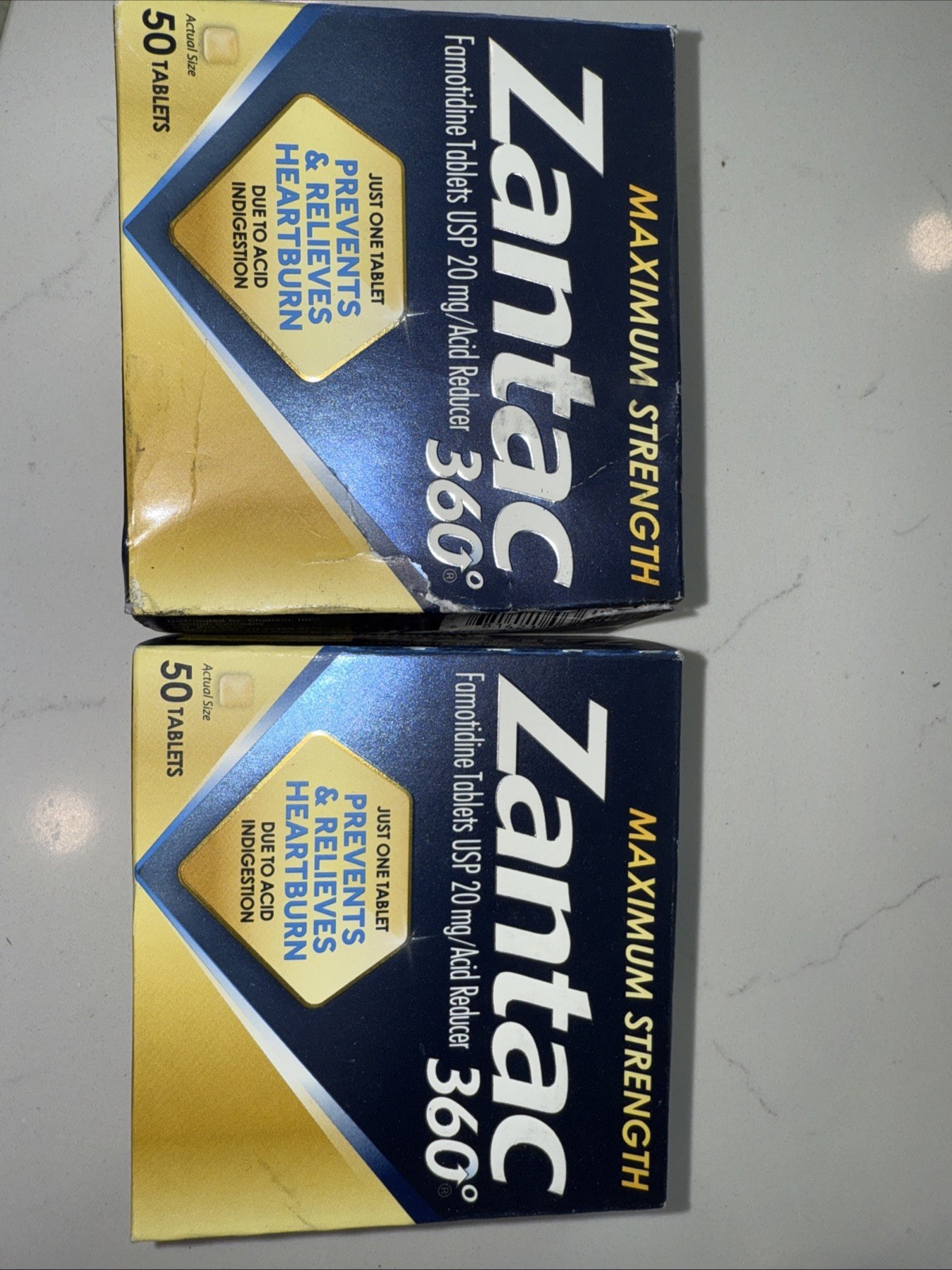 2 – Zantac 360 Maximum Strength Famotidine USP 20mg 50 Tablets – Exp 07/26