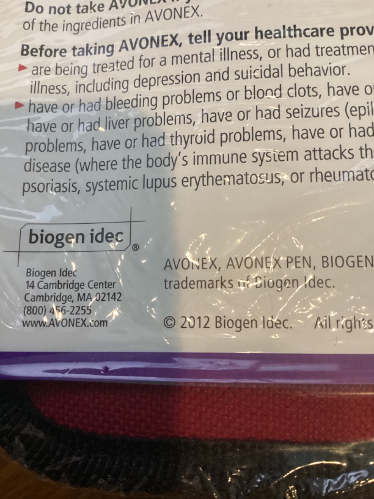 BIOGEN 2012 AVONEX INSTRUCTIONS FOR THE NEW PATIENT BINDER KIT WITH INFO PAPERS