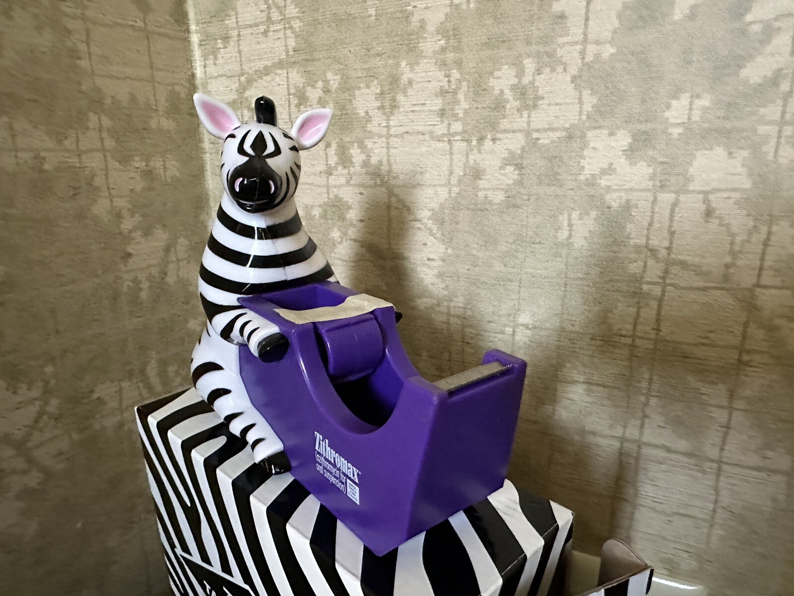 Vintage Pharmaceutical Drug Rep Zithroma Zebra Tape Dispenser Advertisement New