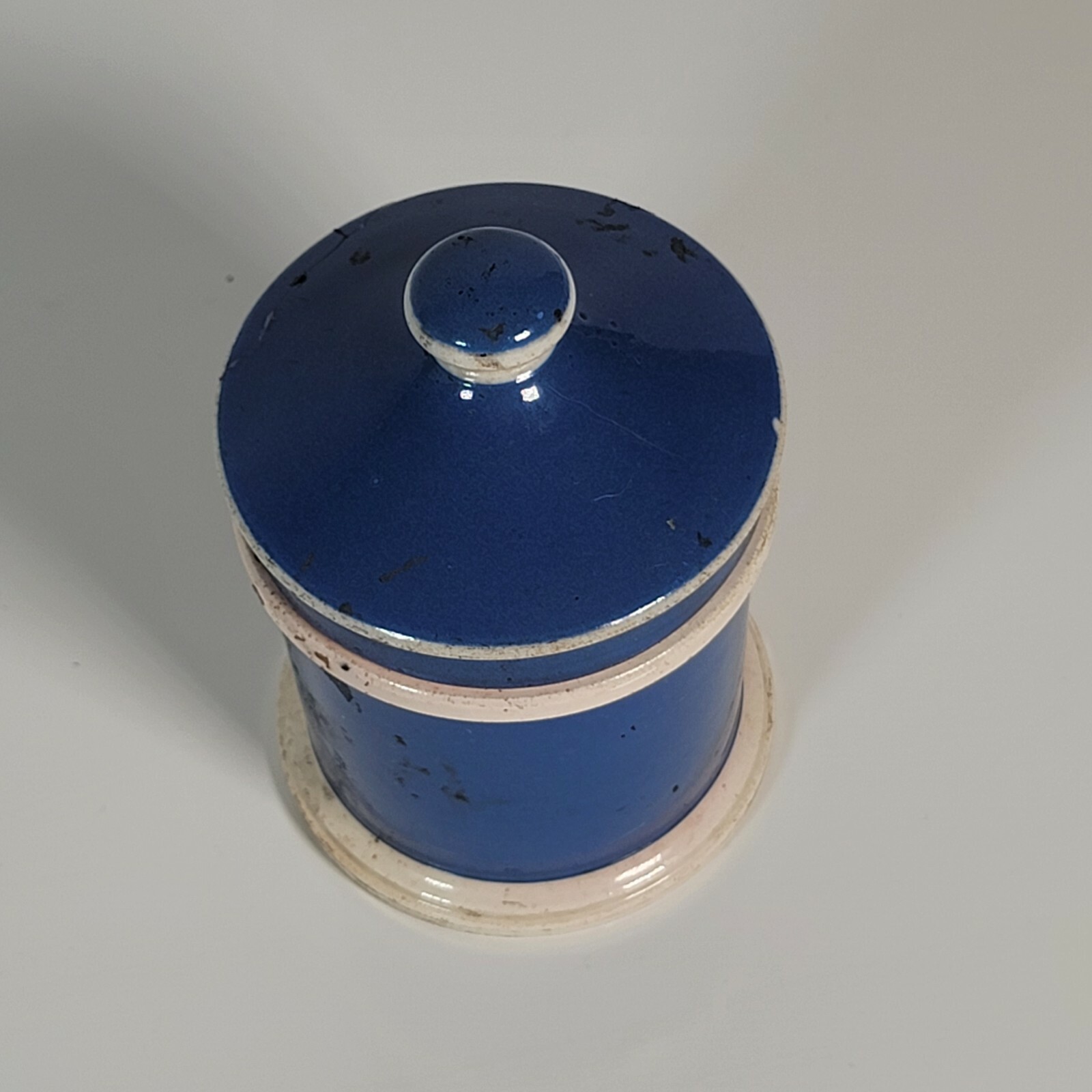 Vintage Blue Medicinal Medicine Jar Lidded Ungt Rubri Scarlatini F&B Apothecary