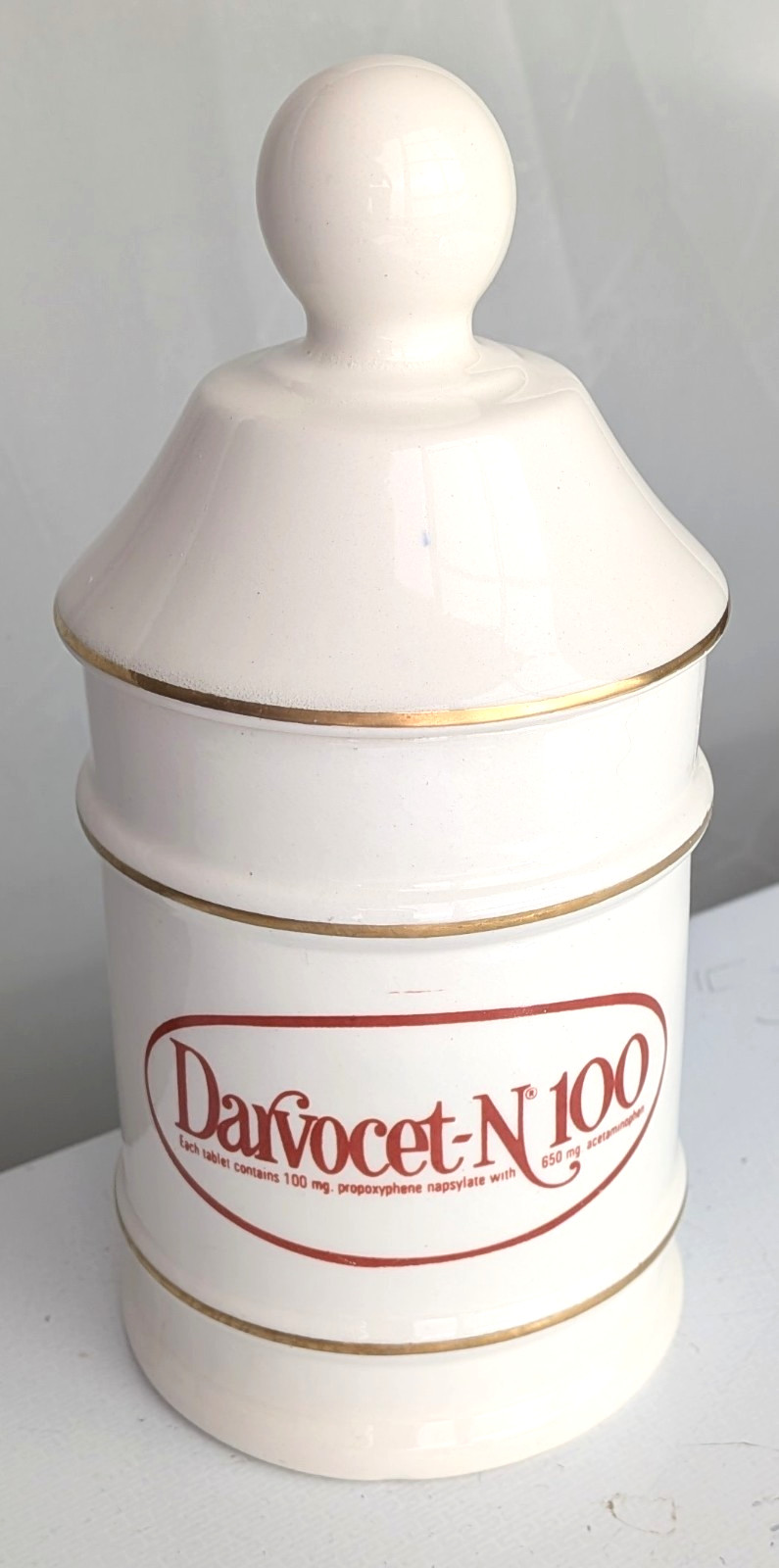 Vtg Darvocet Ceramic Apothecary Jar By Lilly Made Mexico