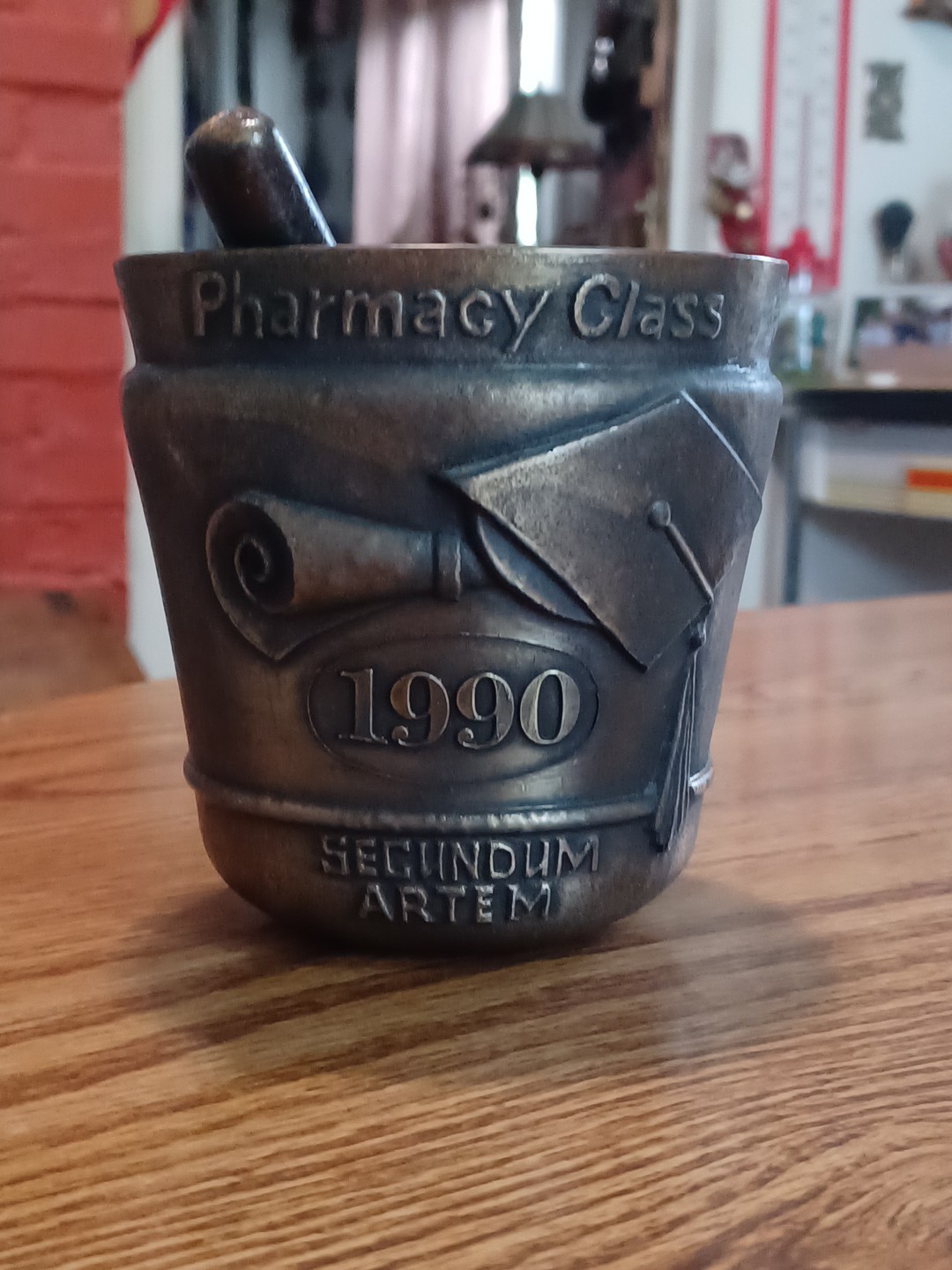 Vintage Pharmacy Class 1990 Mortar & Pestle Rx Secundum Artem Schering