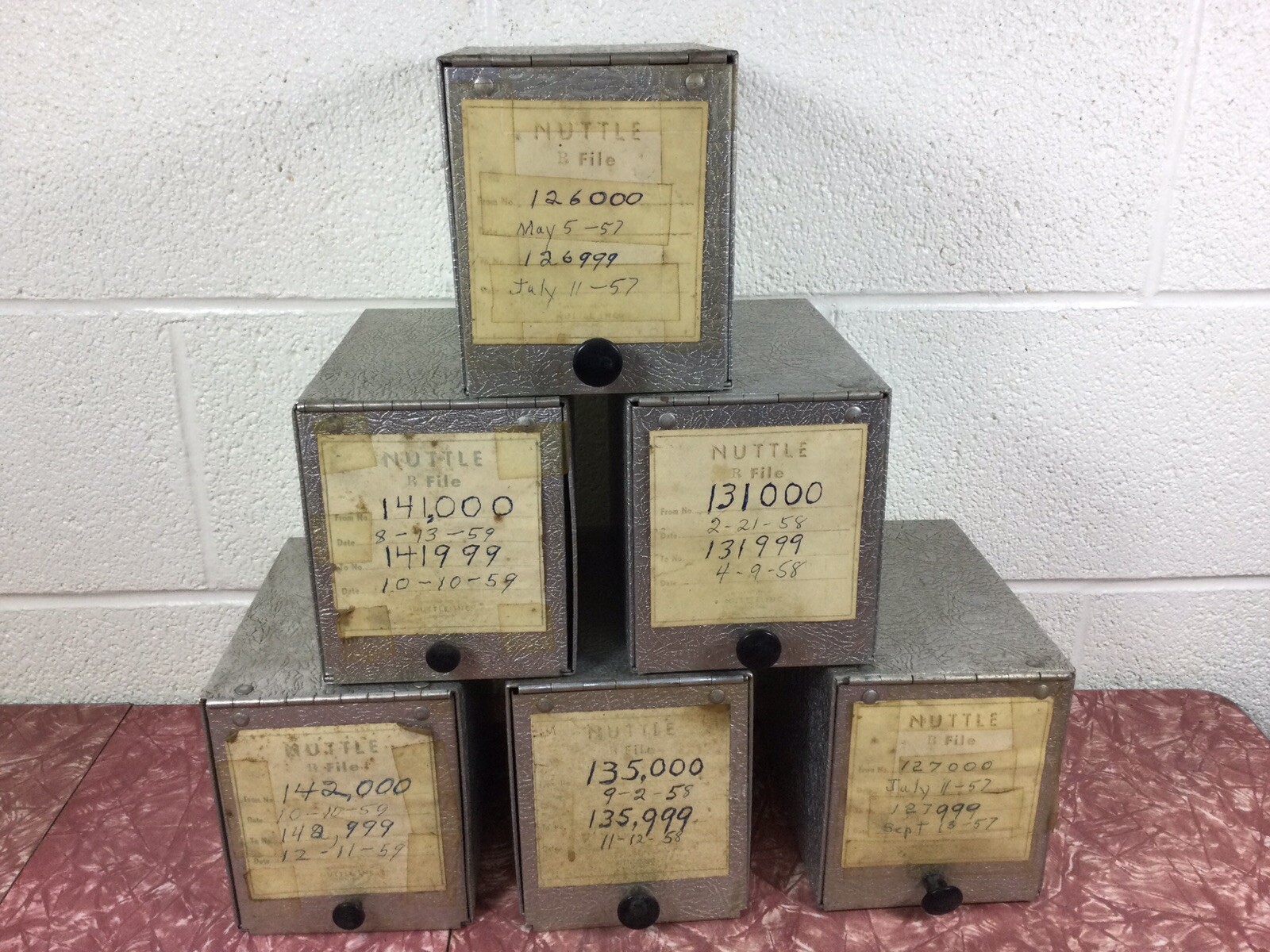 6 Vintage Aluminum Silver RX Record File Metal Boxes Pharmacy Apothecary 1950’s