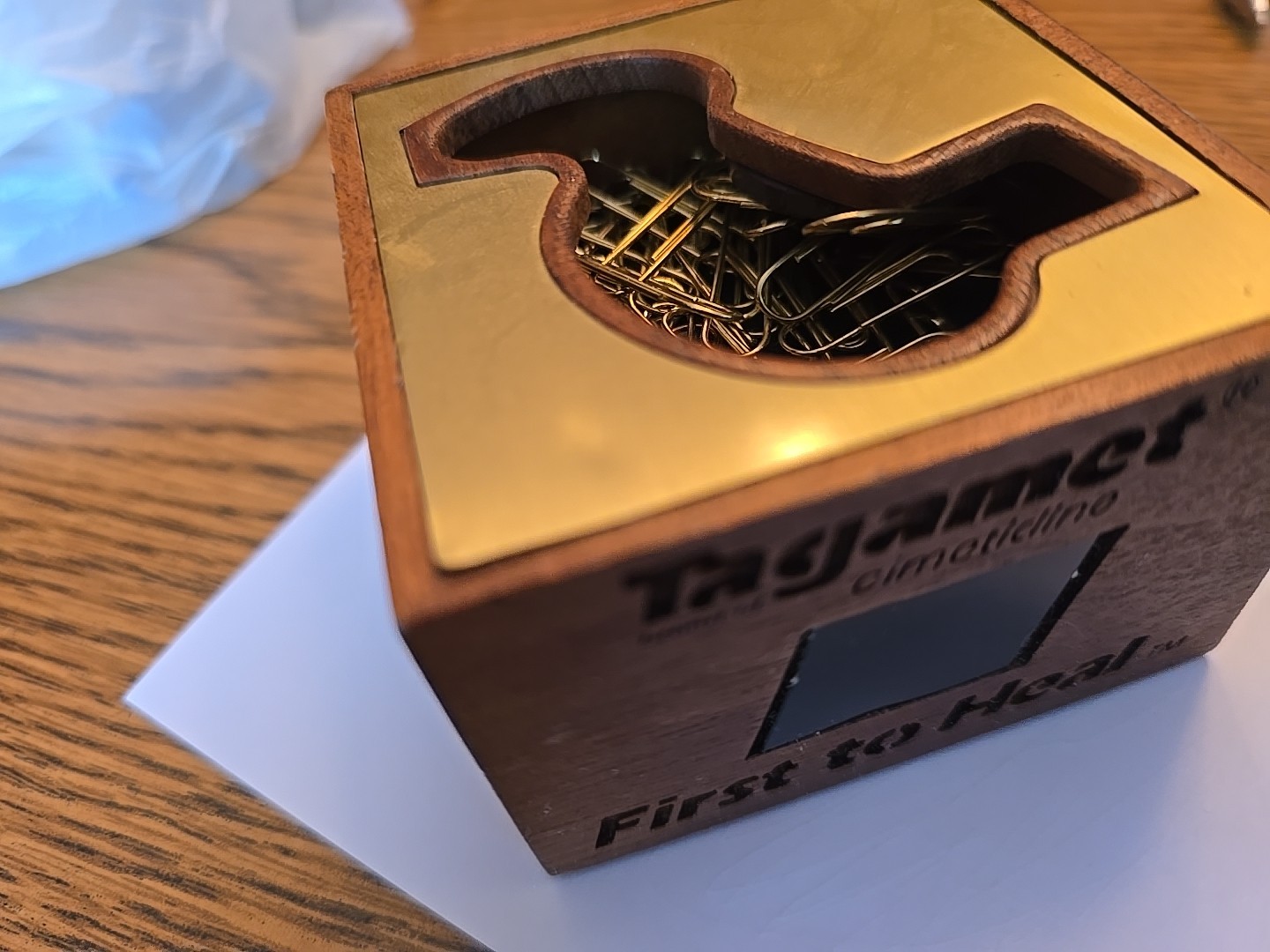 Pharmaceutical Drug Rep Promo Tagamet Paper Clips and Wooden Clip Holder Vintage