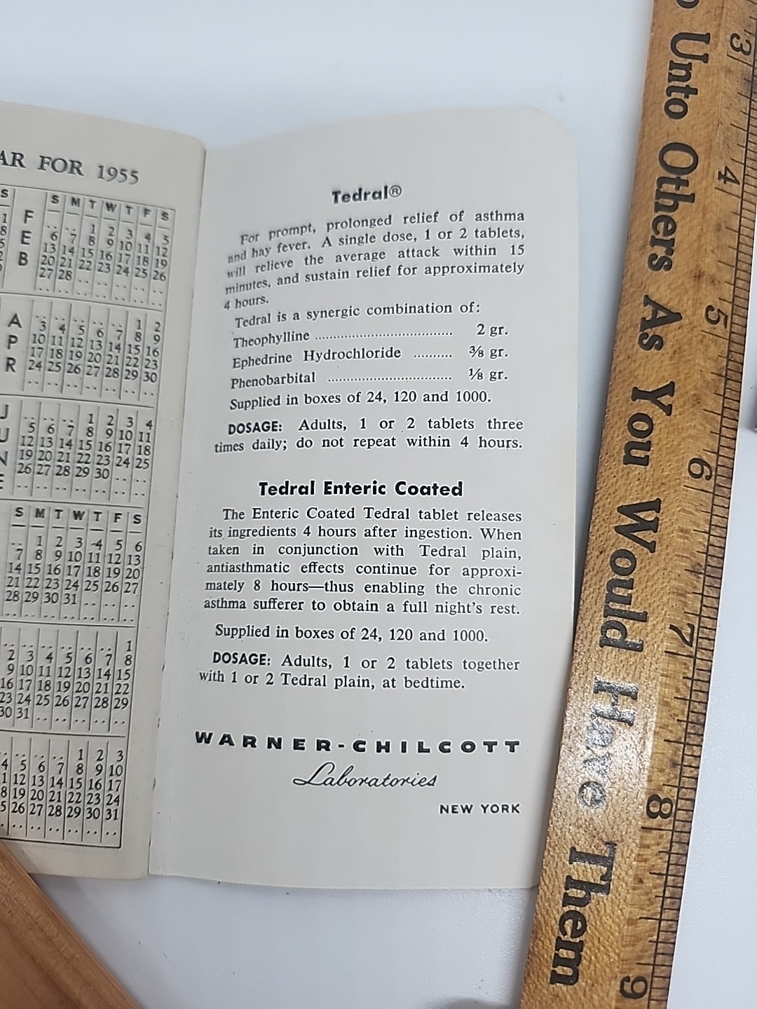 June & July 1955 Warner Chilcott Products Promotional Doctor Memo Book