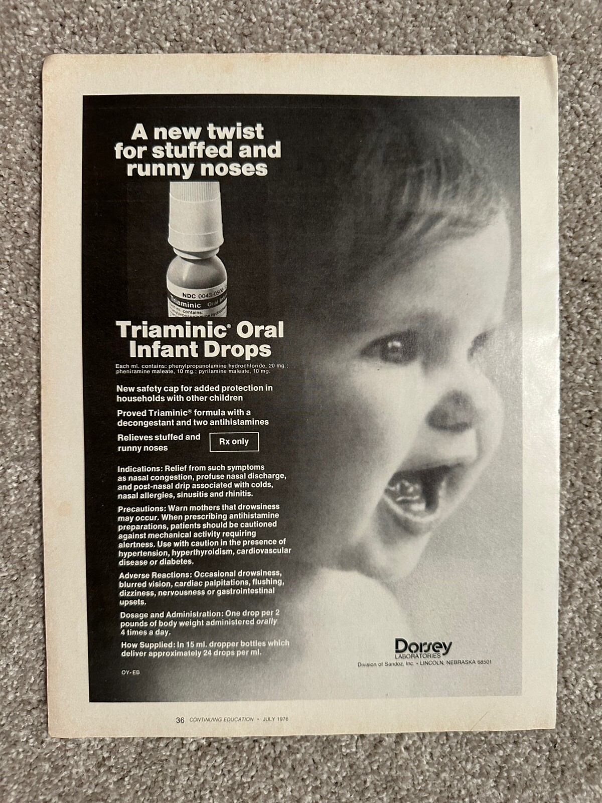 Vintage Donnatal Pharmaceutical Single Page Magazine Advertisement