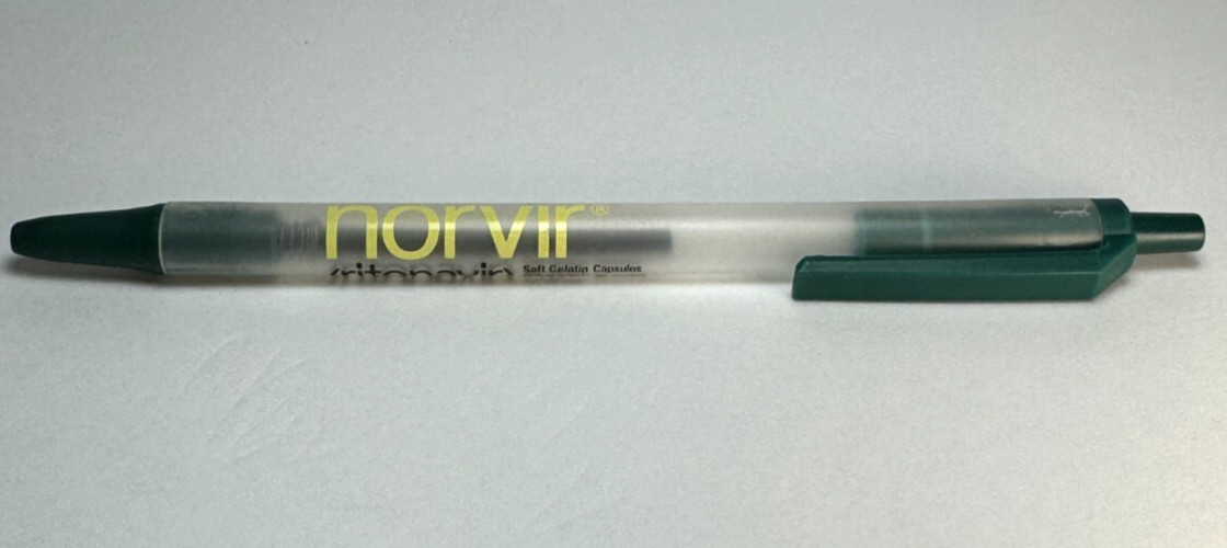 RARE NORVIR (HIV / AIDS MED) PHARMACEUTICAL DRUG REP PEN – BIC BRAND – WRITES!