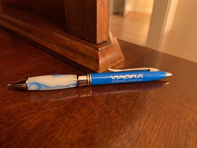 Rare Drug Rep metal and marble “Viagra pen” black ink.