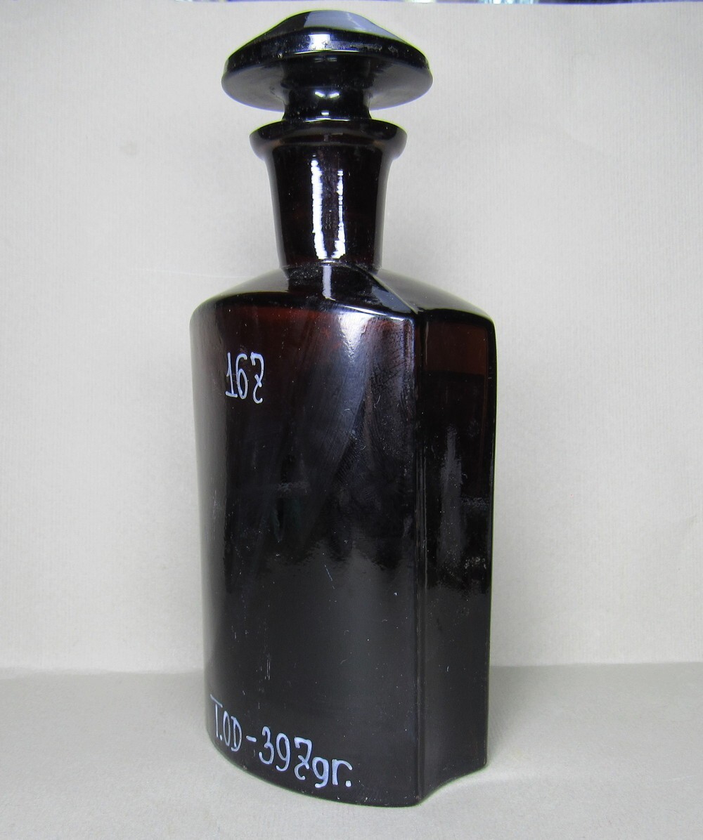 Vintage Medical Science Glass Bottle,Amber color,Germany №14727