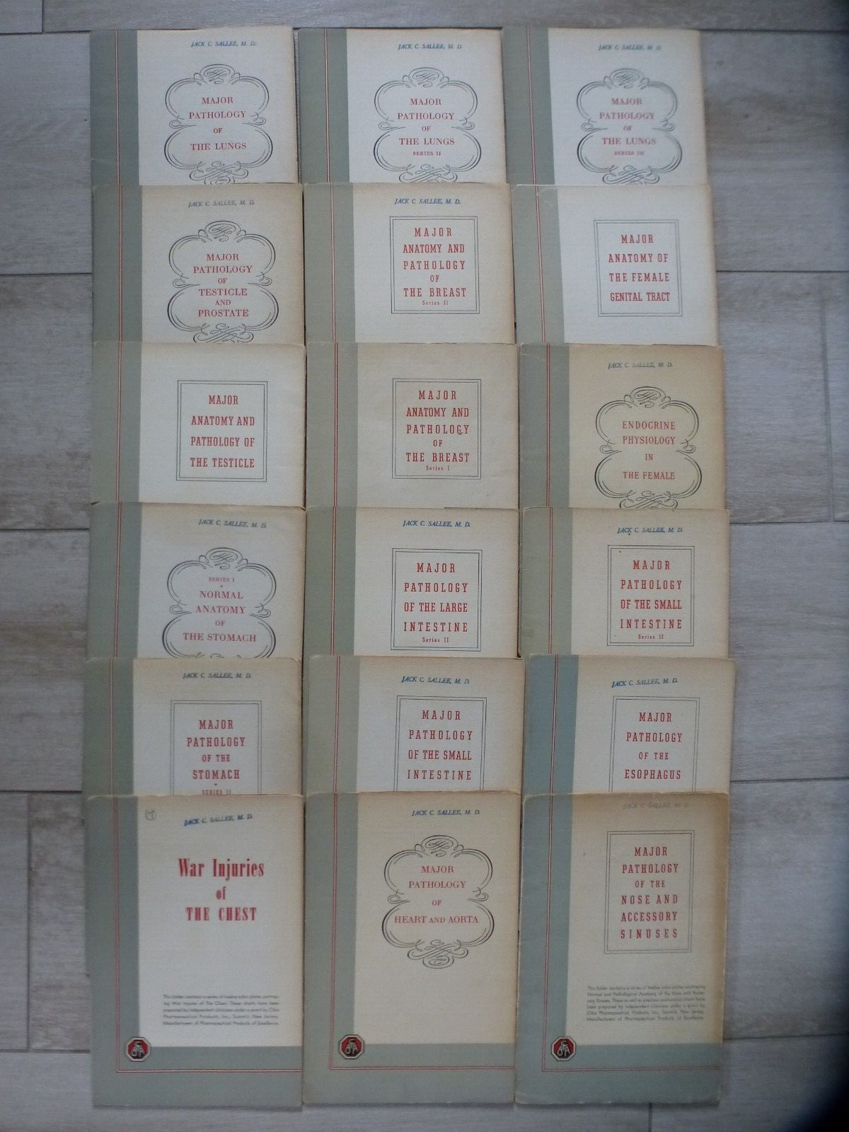 18 Ciba Pharmaceutical Folders w/ Color Plates – Pathology Anatomy War Injuries