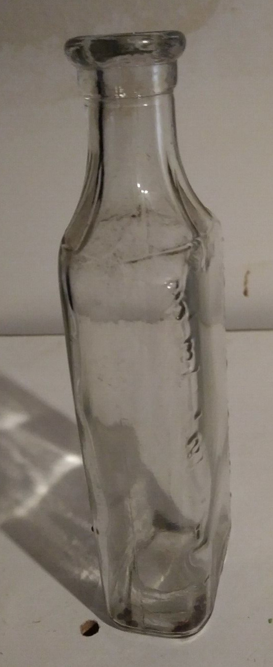 Vintage Rectangular Bottle, Clear Glass, Perfume or Pharmacy