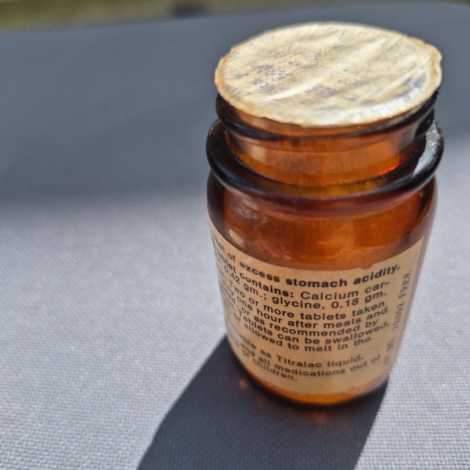 Vintage Titralac Antacid Bottle Riker Labs 3M Glass Pharmacy Apothecary Prop