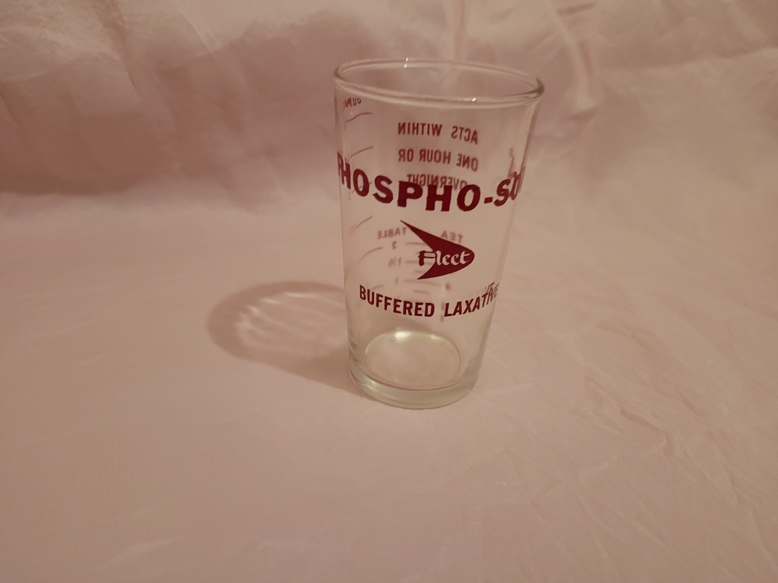 Fleet Phospho Soda Glass Measuring Cup Buffered Laxative Medical Ad Hazel Atlas