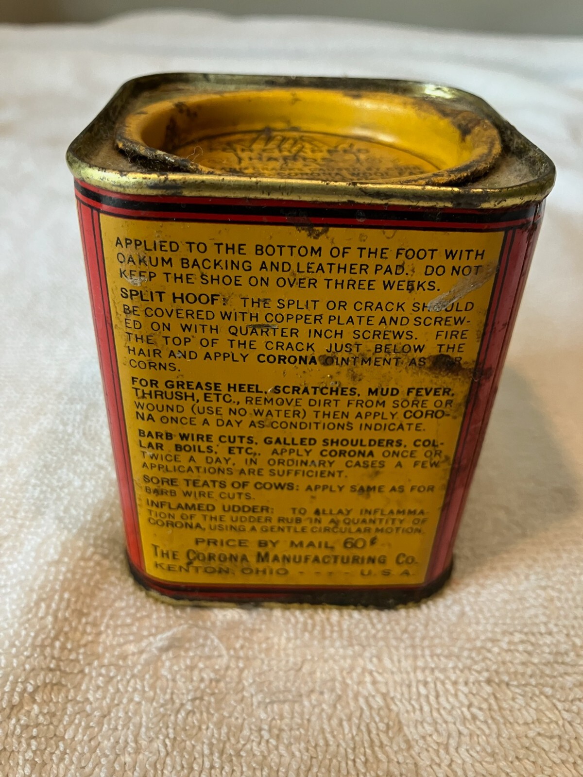 Vintage Corona Wool Fat Compound Tin Container
